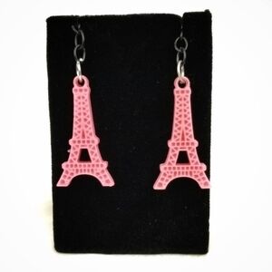 Pink Eiffel Tower Dangle Earrings